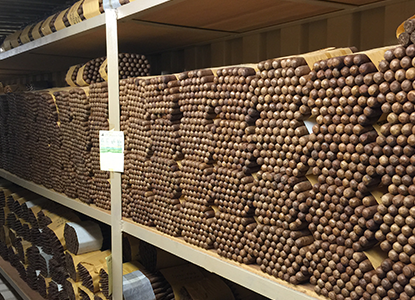 wall of rolled cigars