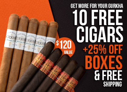 10 FREE Gurkha cigars inside  