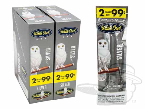 White Owl Cigarillos Silver 2 For 99 Pre Priced Upright 4 1 X 29 White Owl Cigarillos Silver 2 For 99