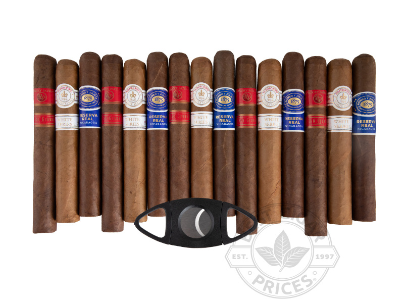 Red, White, and Rated Sampler Cigars with Cutter - 15 Total Cigars